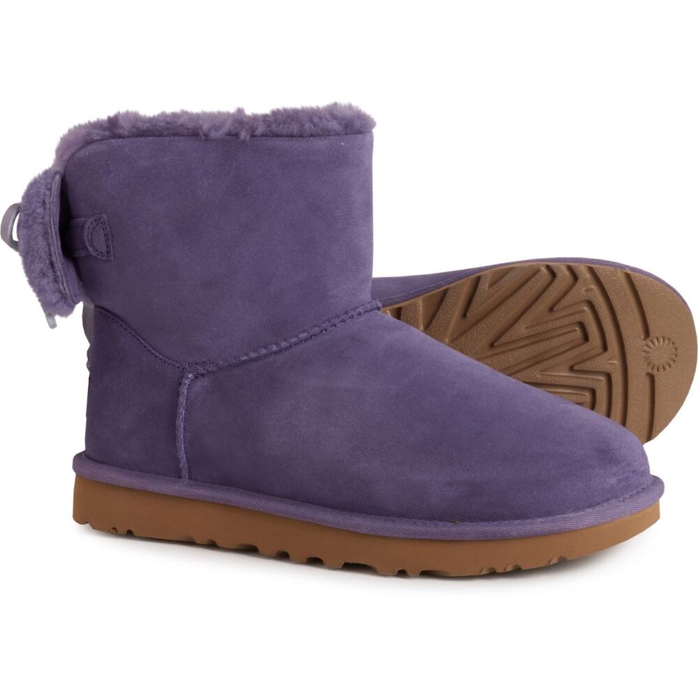 UGG Australia Women's Lilac Mauve Classic Double Bow Mini Boots Size 7 NEW